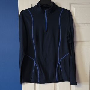 Women's Long Sleeve Black and Blue Top